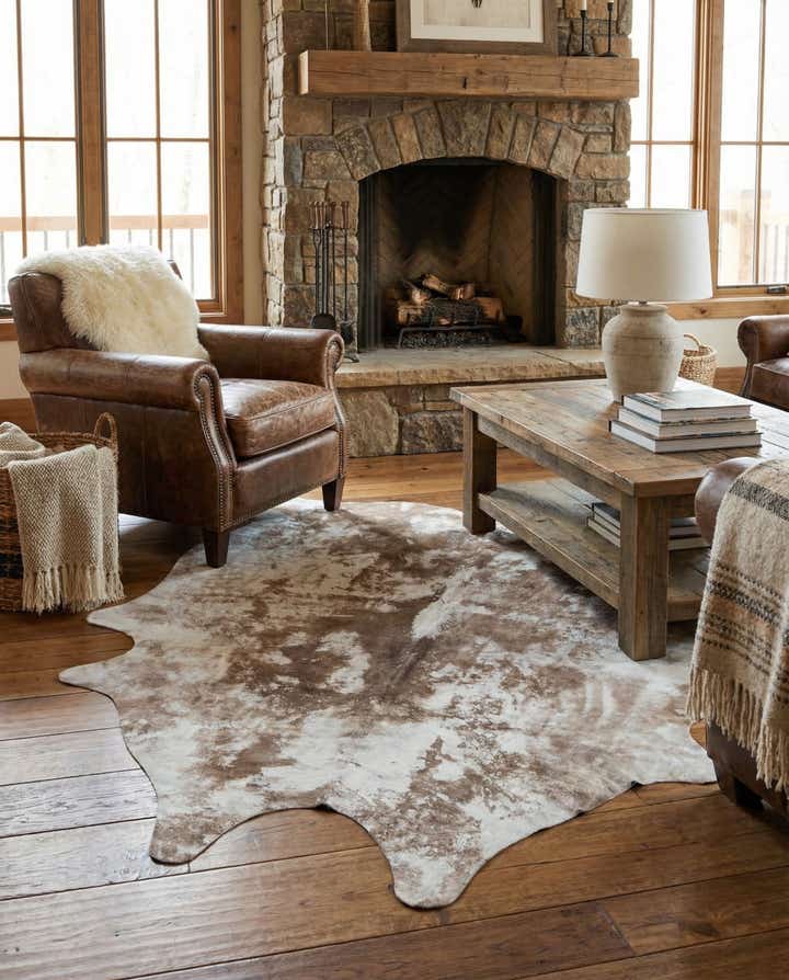 5' 2 x 5' 10 Cowhide Leather Rug
