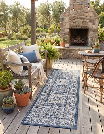 2' x 6' Easy-Clean Aztec Indoor / Outdoor Runner Rug