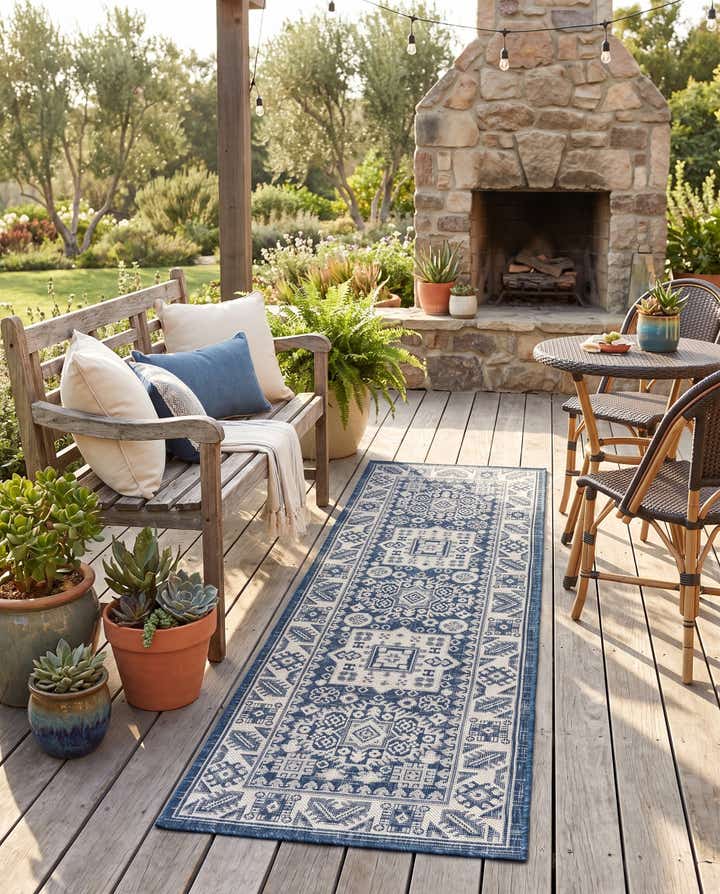 2' x 6' Easy-Clean Aztec Indoor / Outdoor Runner Rug