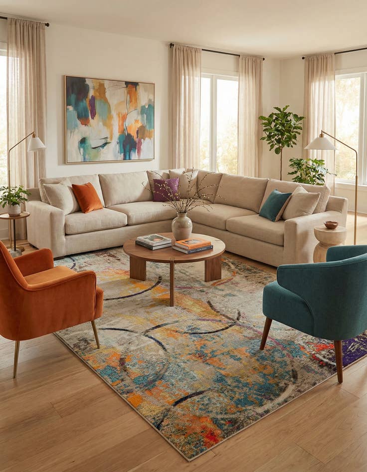 Detail image of 10' 6 x 16' 5  Washable Spectrum Rug