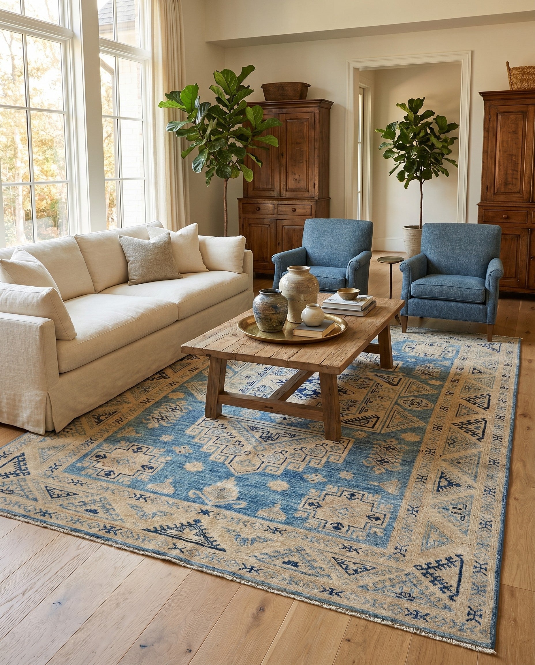 4' 10 x 6' 5 Hand Knotted Oushak Wool Rug