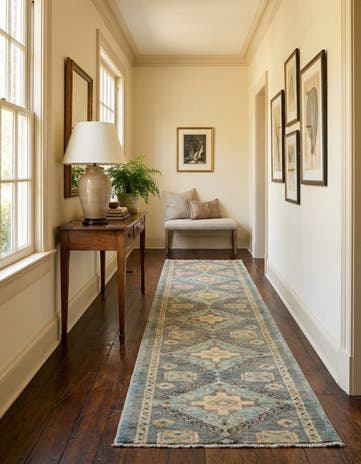 2' x 11' 10 Hand Knotted Oushak Wool Runner Rug