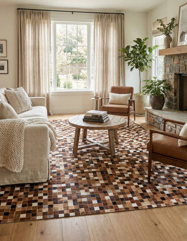 Detail image of 5' 9 x 8' 1 Cowhide Stocks Rug