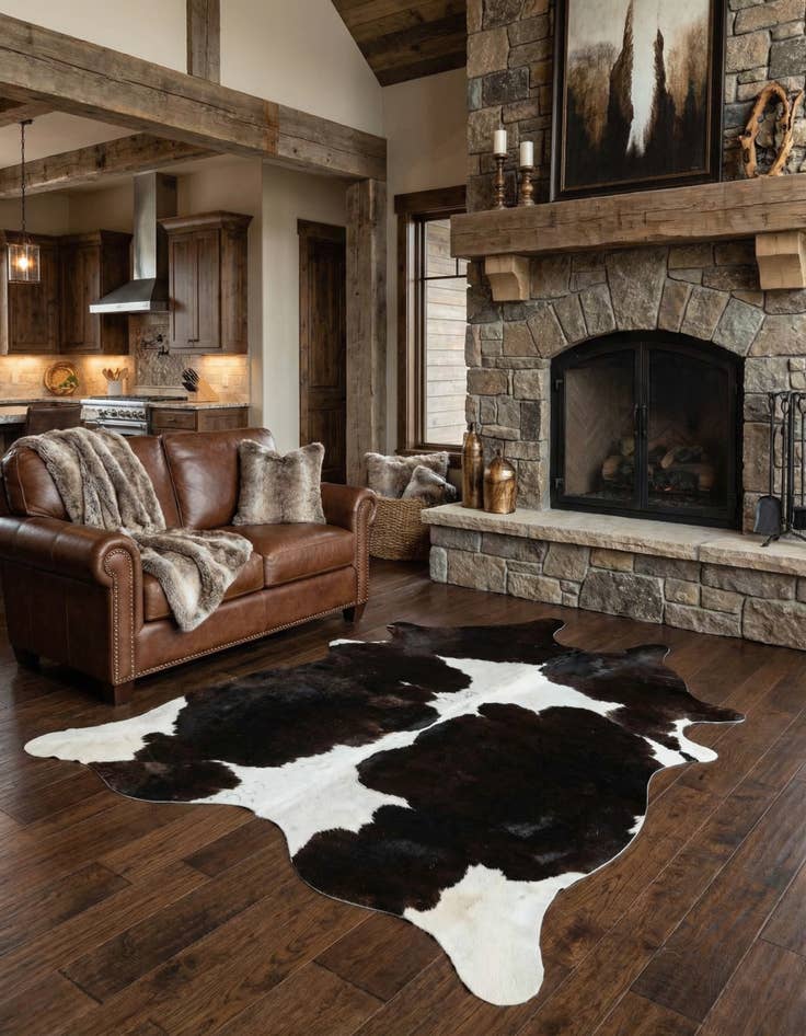 Detail image of 5' 7 x 5' 10 Cowhide Leather Square Rug