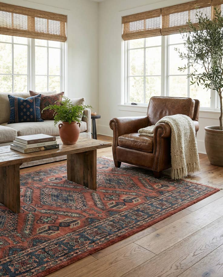 Detail image of 4' 2 x 6' 4 Hand Knotted Kazak Oriental Wool Rug