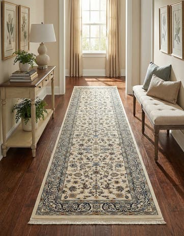 Ivory Nain Design Runner Rug