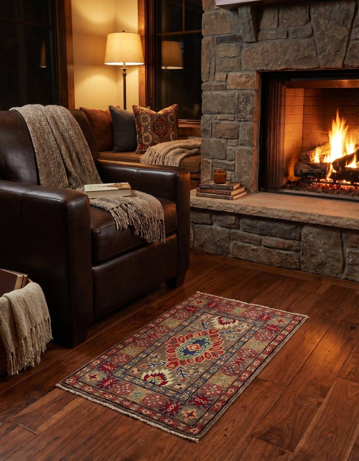 Detail image of 1' 11 x 3' Hand Knotted Kazak Rug