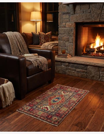 1' 11 x 3' Hand Knotted Kazak Rug