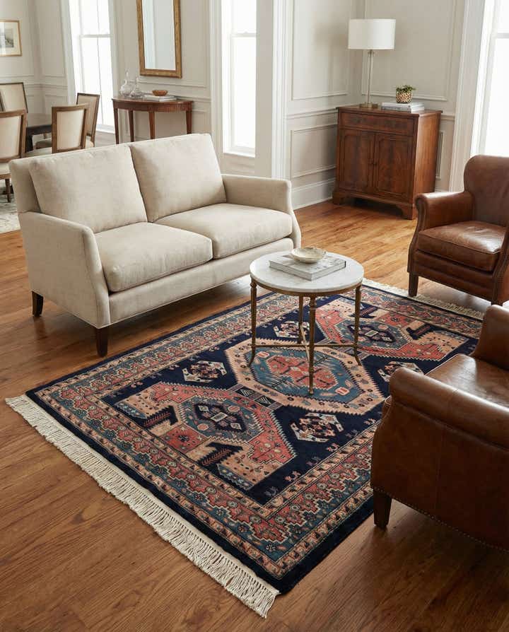 4' 3 x 5' 8 Hand Knotted Kazak Oriental Wool Rug