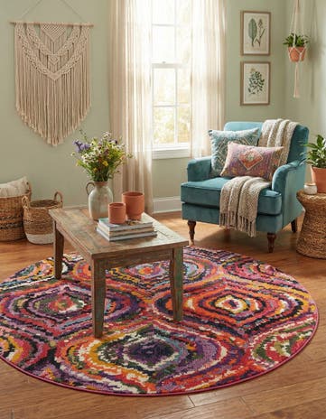 Washable Hyacinth Round Rug