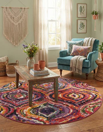 Washable Hyacinth Round Rug