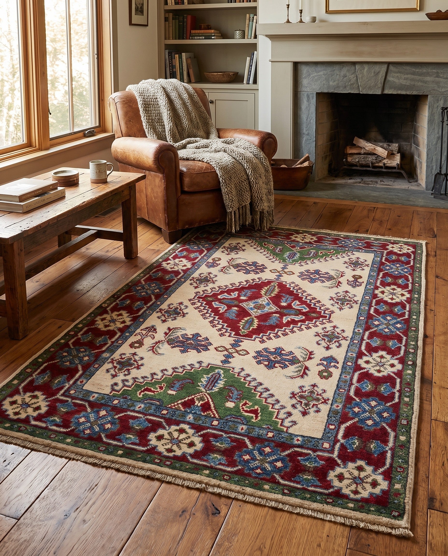 3' 3 x 5' Hand Knotted Kazak Rug