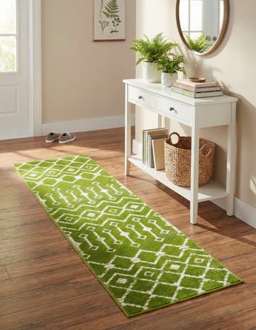 Green Kasbah Trellis Runner Rug