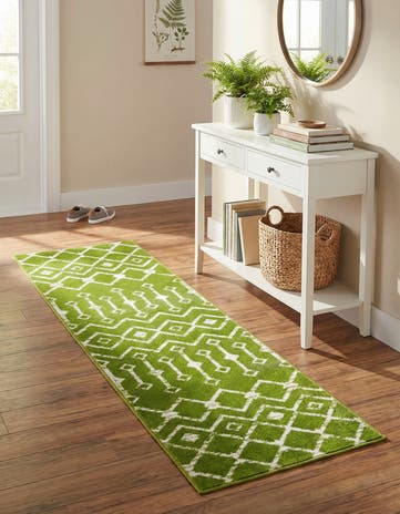 Green Kasbah Trellis Runner Rug
