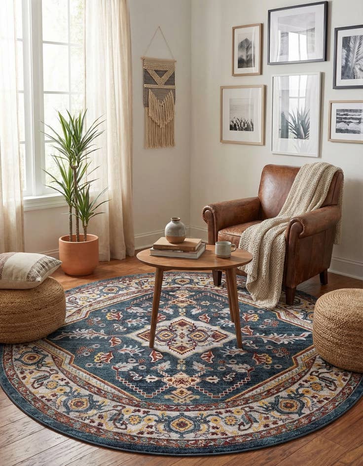 Detail image of 7' 10 x 7' 10 Kamala Washable Round Rug
