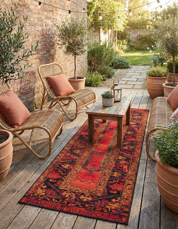 Detail image of 2' x 6'  Washable Tribal Indoor / Outdoor Runner Rug