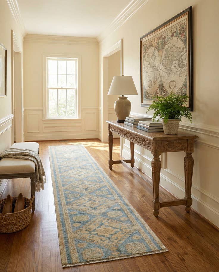 Detail image of 1' 10 x 11' 9 Hand Knotted Oushak Wool Runner Rug