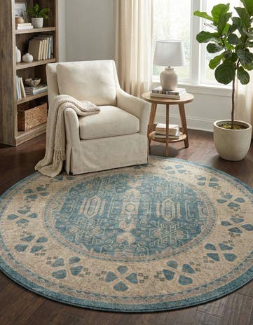 Light Blue Vienna Round Rug