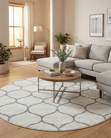  7' x 7' Lattice Frieze Round Rug