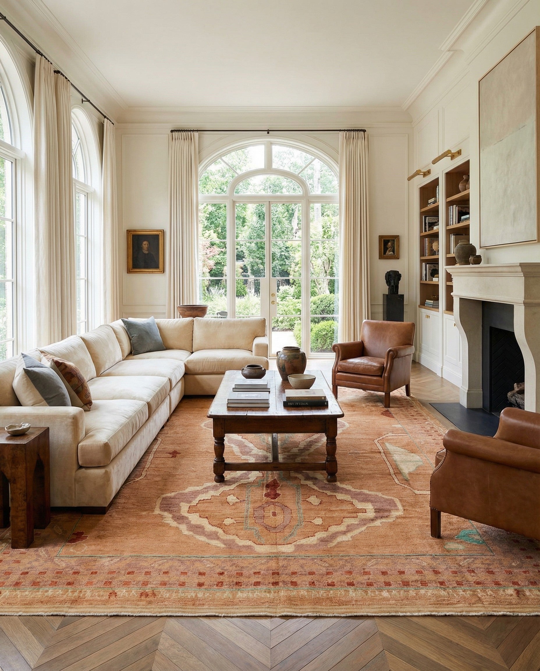 12' 3 x 15' 3 Hand Knotted Oushak Wool Rug