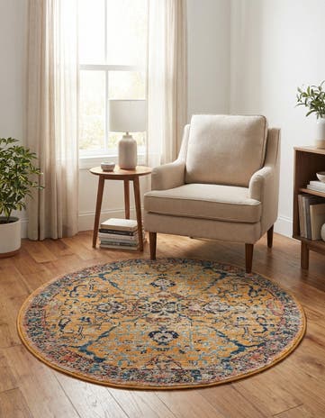 Yellow Lola Round Rug