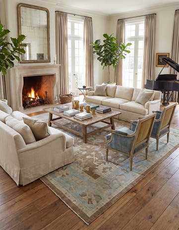 9' 1 x 11' 9 Hand Knotted Oushak Wool Rug