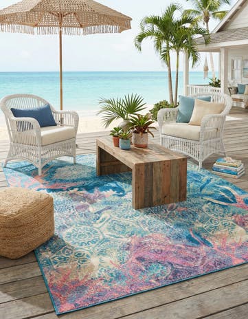 7' 10 x 10' Easy-Clean Coastal Indoor / Outdoor Rug
