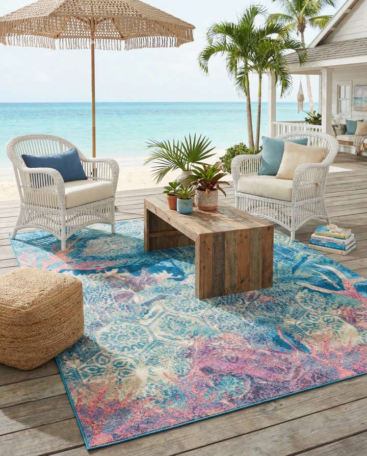 7' 10 x 10' Easy-Clean Coastal Indoor / Outdoor Rug