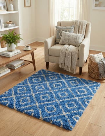 Periwinkle.Blue Lattice Shag Square Rug