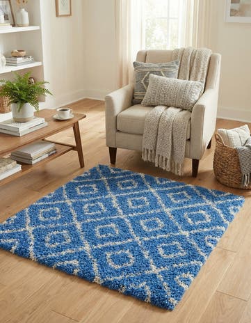 Periwinkle.Blue Lattice Shag Square Rug