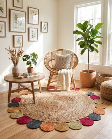  6' 1 x 6' 1  Hand Braided Jute Round Rug