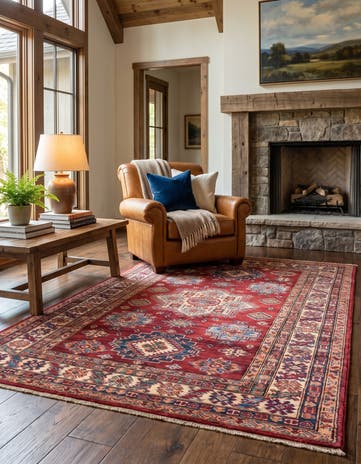 4' x 6' 2 Hand Knotted Kazak Rug