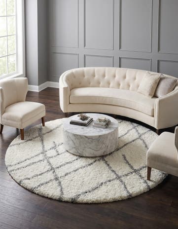 Ivory Soft Touch Shag Round Rug