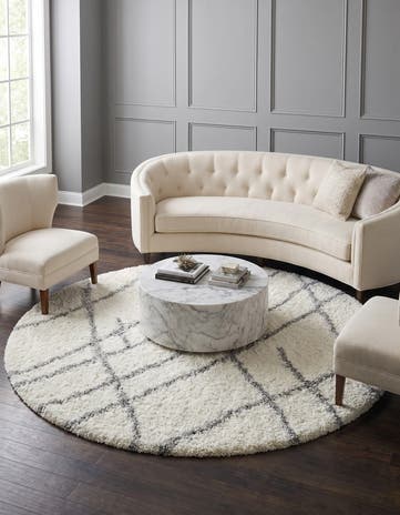 Ivory Soft Touch Shag Round Rug