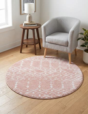 Rose Pink Paxon Trellis Round Rug