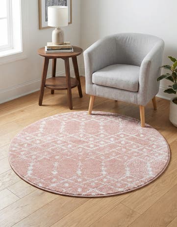 Rose Pink Paxon Trellis Round Rug