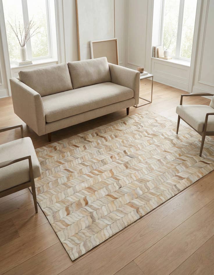 Detail image of 4' x 5' 11 Cowhide Stocks Rug