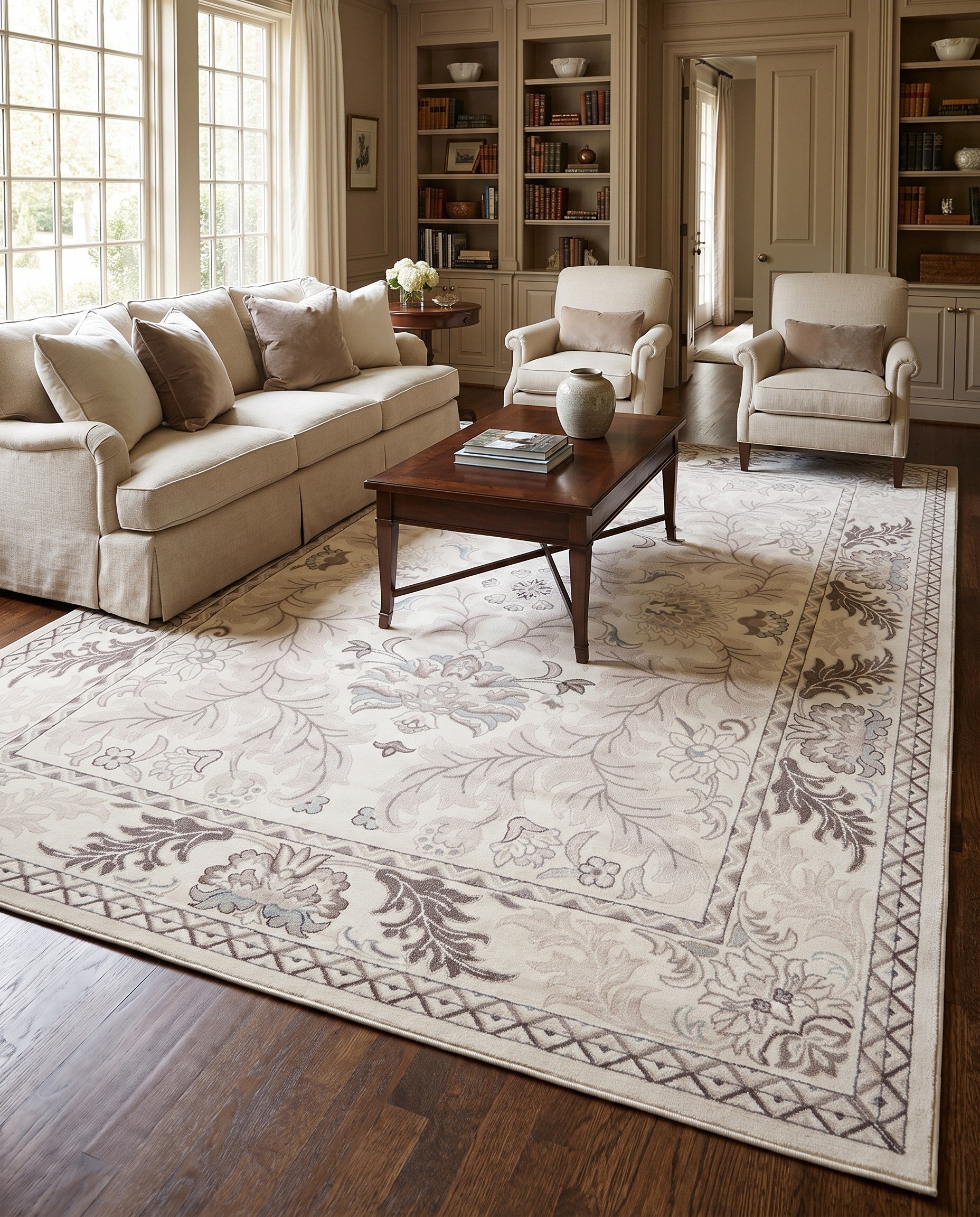 Ivory Damask Rug