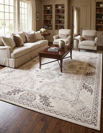 Ivory Damask Rug
