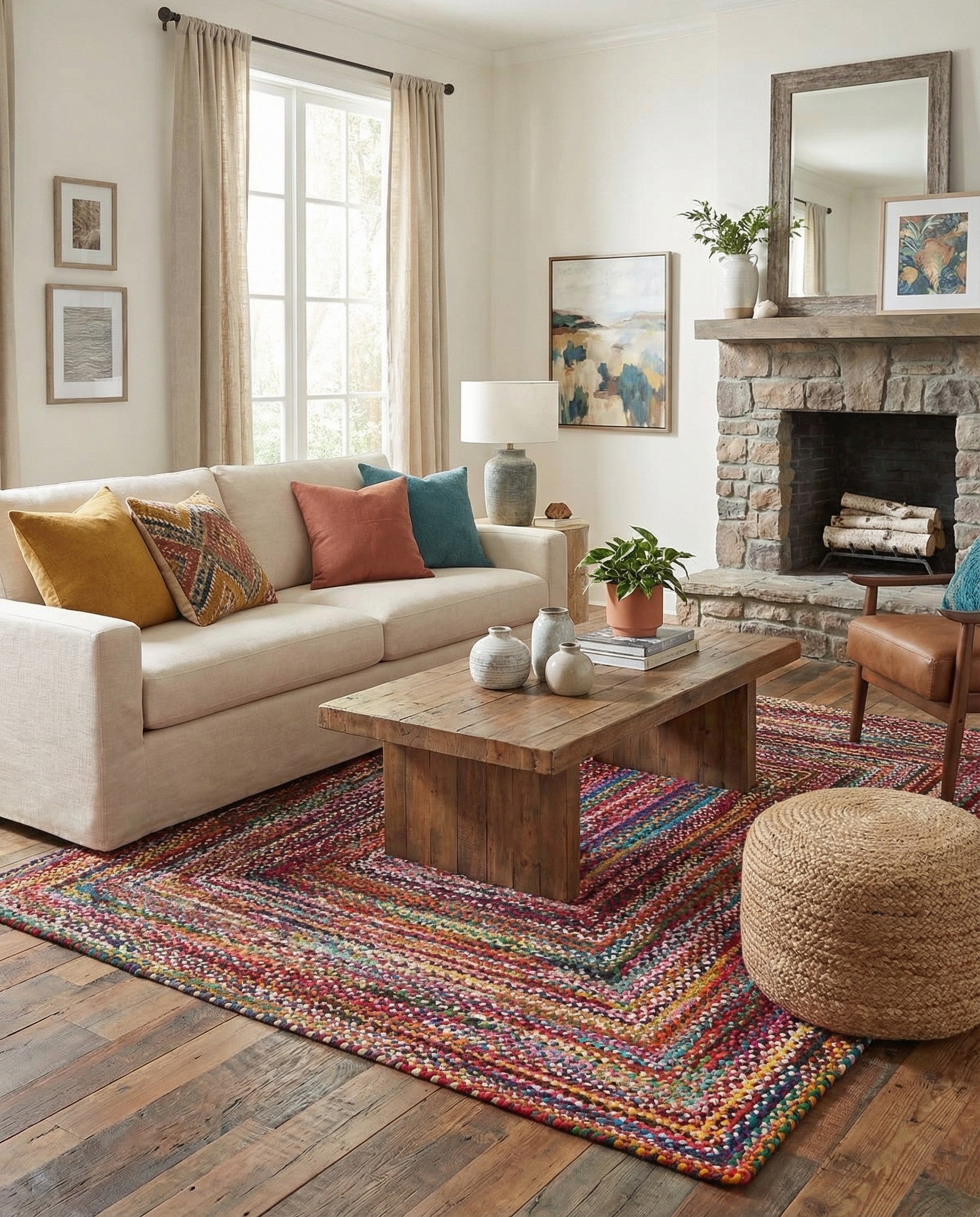 8' x 10' Handmade Braided Chindi Rug