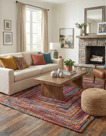 8' x 10' Handmade Braided Chindi Rug