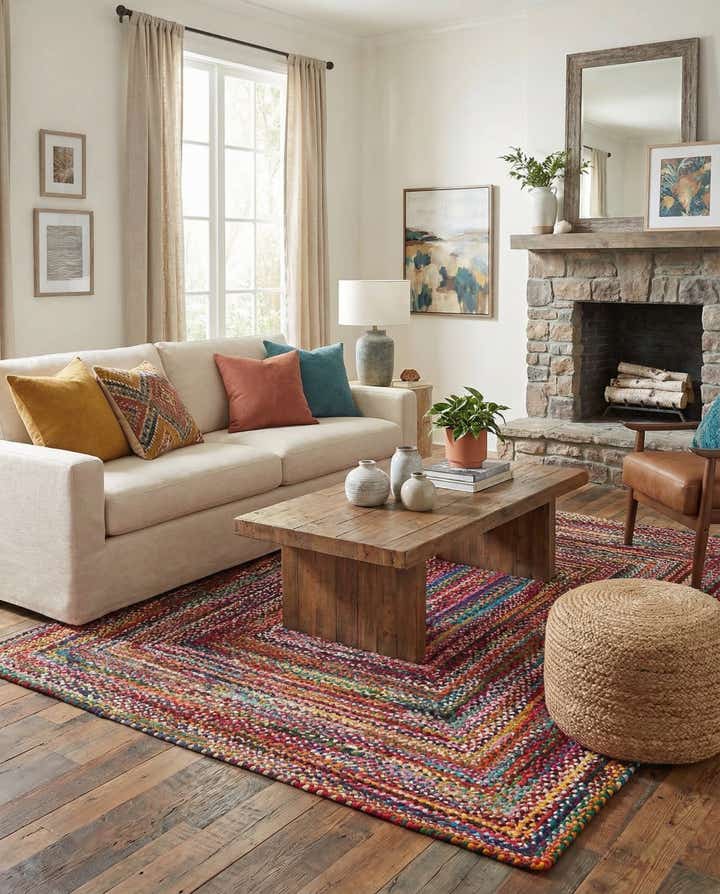 8' x 10' Handmade Braided Chindi Rug