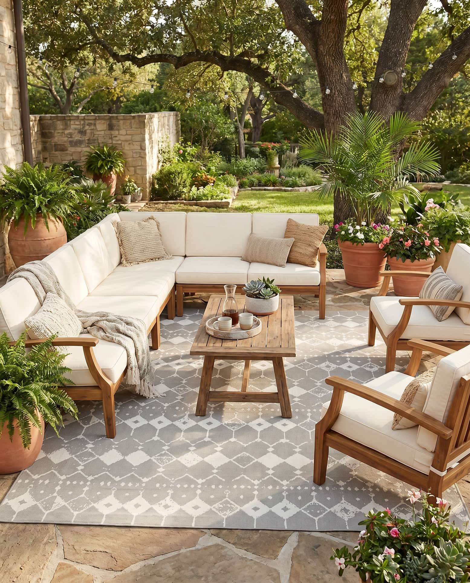 7' 10 x 10' Easy-Clean Trellis Indoor / Outdoor Rug