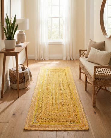  2' 7 x 6' 1  Hand Braided Chindi Runner Rug