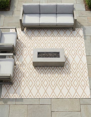 Beige Easy-Clean Jill Zarin Turks and Caicos Indoor / Outdoor Square Rug