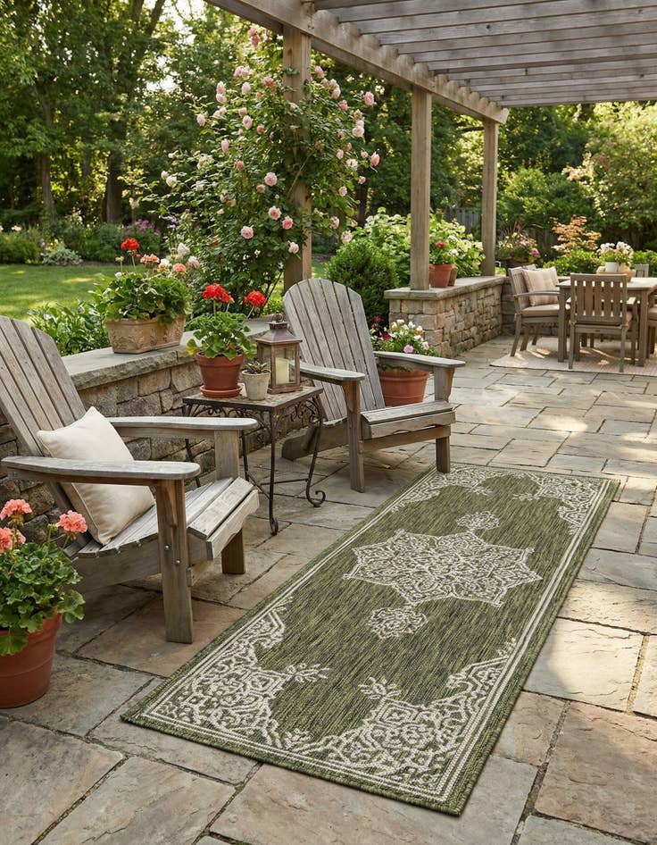 Detail image of 2' x 6' Easy-Clean Traditional Indoor / Outdoor Runner Rug