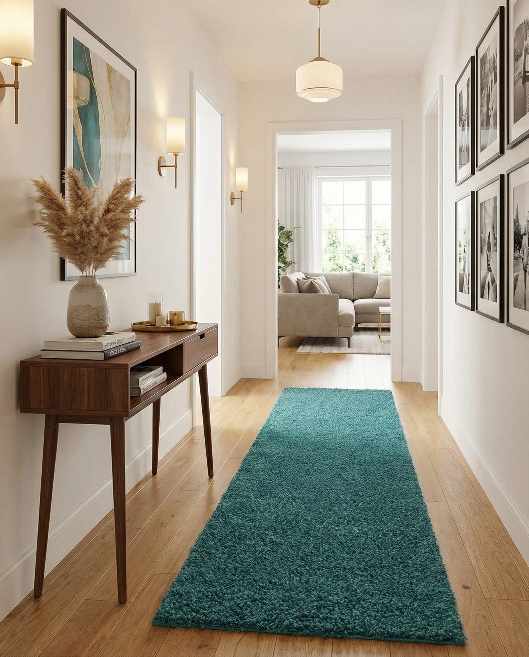 2' 7 x 14' Solid Shag Runner Rug