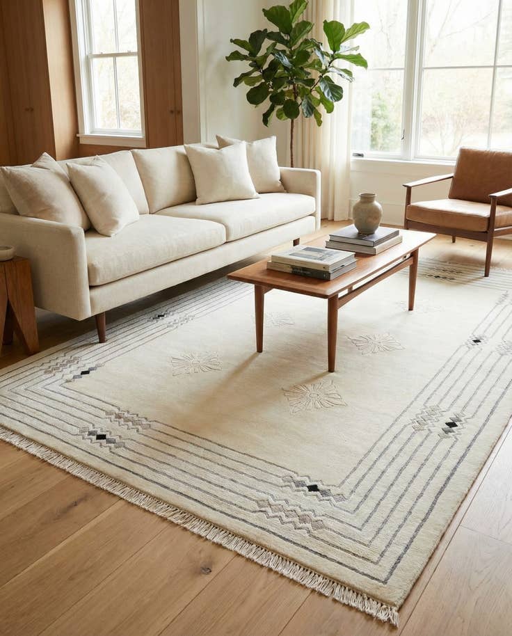 Detail image of 4' 8 x 6' 8 Hand Knotted Darya Wool Rug