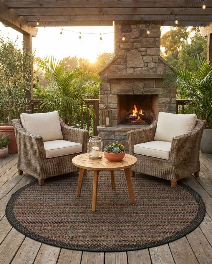 6' x 6' Easy-Clean Border Indoor / Outdoor Round Rug