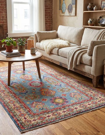 3' 4 x 4' 11 Hand Knotted Kazak Rug